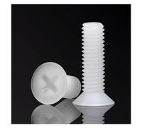 Lot de 20/50 vis à tête fraisée en nylon noir/blanc M2 M2.5 M3 M4 M5 M6 M8, boulons à tête plate en plastique, longueur : 4 à 40 mm(White,M2.5x5 (50pcs))