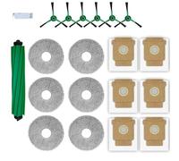 Lot de 20 accessoires compatibles avec aspirateur iRobot Roomba Plus 505/405, pièces de rechange comprenant 1 brosse principale, 6 brosses latérales, 6 sacs à poussière et 6 chiffons à franges et 1