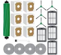 Lot de 20 accessoires de rechange pour aspirateur iRòbòt Ròmba Plus 505/405 Còmbo. Contient 1 brosse principale, 4 brosses latérales, 4 filtres, 4 lingettes, 6 sacs à poussière, 1 brosse de nettoyage
