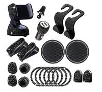 Lot de 20 accessoires de voiture bling-bling pour l'intérieur des femmes - Accessoire de voiture bling accessoires de voiture pour femmes - Support de téléphone portable bling-bling