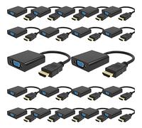 Lot de 20 adaptateurs HD vers VGA, 1080PHD vers VGA mâle vers femelle plaqué or pour ordinateur, ordinateur portable, moniteur, HDTV, câble convertisseur numérique vers analogique pour Xbox 360, PS3