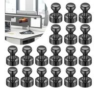 Lot de 20 aimants de réfrigérateur, aimants en métal Noir, Parfaits pour Tableau Blanc, réfrigérateur, Bureau, Salle de Classe, Carte