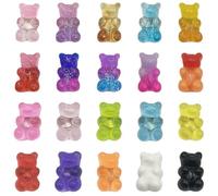 Lot de 20 aimants décoratifs pour réfrigérateur en forme d'ours en gélatine - Ornements colorés en résine pour cuisine, bureau, casier et salle de classe