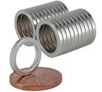 Lot de 20 aimants en néodyme N52 extra puissants avec trou de 9 mm, anneau rond de 12 mm x 1,5 mm, disques plats ronds