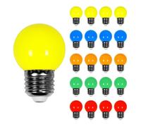 Lot de 20 Ampoules Led Multicolores conçues pour Guirlande Guinguette IP65 1,5W - Ampoule Led E27 Multicolores - Ampoule 5cm pour