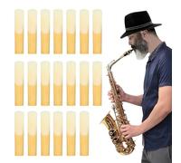 Lot de 20 anches de saxophone alto - Épaisseur 2,5 - Anches de clarinette professionnelle 2,5 - Avec boîte en plastique - Feuilles traditionnelles pour saxophone d'exercice ou performance - Bleu - 10