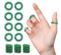 Lot de 20 anneaux d'acupression - Anneaux de massage sensoriel - Silencieux - Pour le bout des doigts des adultes et des adolescents - Vert