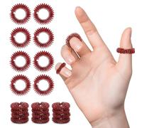 Lot de 20 anneaux d'acupression - Anneaux de massage sensoriel - Silencieux - Pour le bout des doigts des adultes et des adolescents (rouge)