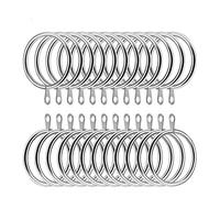Lot de 20 anneaux de rideaux en métal pour tringle à rideaux Diamètre intérieur 45 mm