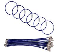 Lot de 20 anneaux en acier inoxydable bleu foncé. - câble 15 cm (Ø 2 mm) - fermeture à écrou, polyvalent pour clés, bagages, outils et divers usages de rangement et suspension
