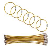 Lot de 20 anneaux en acier inoxydable jaune- câble 15 cm (Ø 2 mm) - fermeture à écrou, polyvalent pour clés, bagages, outils et divers usages de rangement et suspension