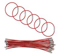 Lot de 20 anneaux en acier inoxydable rouge- câble 15 cm (Ø 2 mm) - fermeture à écrou, polyvalent pour clés, bagages, outils et divers usages de rangement et suspension