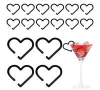 Lot de 20 anneaux pour verres - Accessoires d'identification en forme de cœur acrylique Décoration unisexe pour fêtes