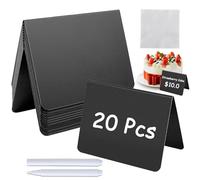 Lot de 20 ardoises - Mini ardoise 100 x 75 mm - Marque-place et porte-nom de table - Ardoises en PVC Effaçables avec 2 Feutres + 1 Chiffon - Tableau Noir A pour Mariage, Fête, Buffet