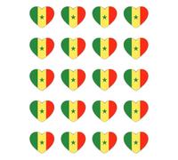 Lot de 20 autocollants : 25 mm - Drapeau du Sénégal - Lot de 20 autocollants en vinyle de 25 mm - Résistant aux intempéries - Forme de cœur
