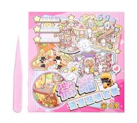 Lot de 20 autocollants 3D - Scène miniature - Livre avec pince à épiler DIY Cozy Little Home House Scene - 40 autocollants PET - Livre d'autocollants réutilisables - Cadeau pour adultes et enfants