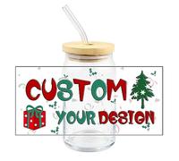 Lot de 20 autocollants de transfert UV DTF personnalisés pour métal/verre/tasse/logo/image/texte, autocollants 3D UV DTF (24,4 x 10,7 cm)