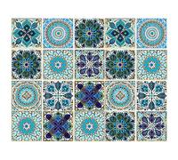 Lot de 20 autocollants muraux de style marocain Jagowa en vinyle imperméable pour décoration de cuisine et salle de bain (15 x 15 cm)