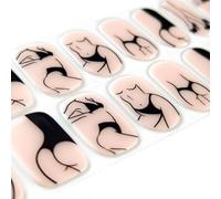 Lot de 20 autocollants pour ongles en gel semi-durci (Bikini Temptation) - Facile à appliquer - Qualité salon - Nécessite une lampe UV - Rose nude