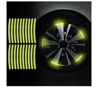 Lot de 20 Autocollants RéFléChissants Jantes Voiture pour Hyundai Kona Hybrid/Kona Electric/Kona N SUV 2018-2026, Autocollants Jantes, Avertissement De SéCurité Nocturne,D/Green