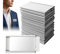 Lot de 20 badges nominatifs magnétiques pour vêtements, réutilisables, en aluminium, autocollants, transparents, pour le travail, l'école et les conférences