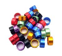 Lot de 20 bagues en aluminium pour pattes d'oiseaux, sans marquage, couleurs mélangées, adaptées à l'identification des volailles, poulets, canards, pigeons, etc.,Diamètre intérieur 6,5 mm