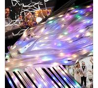 Lot de 20 baguettes lumineuses LED multicolores pour décoration de mariage, baguettes, rubans de mariage, baguette de fée en soie, serpentins avec cloche pour fêtes, anniversaires, mariages