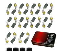 Lot de 20 balais de carbone pour accessoires de coupe avec embouts en cuivre et capuchons de rechange dans une boîte en métal haute conductivité