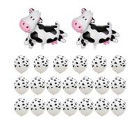 Lot de 20 ballons, 2 mini ballons en forme de vache, ballons imprimés de vache, décorations de fête de ferme, ballons d'animaux de la ferme, ballons de fête pour filles