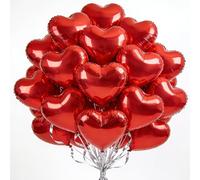 Lot de 20 ballons à l'hélium réutilisables en forme de cœur rouge de 45,7 cm pour décorations de Saint-Valentin, mariages, anniversaires de mariage et demande en mariage
