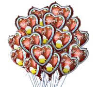 Lot de 20 ballons décoratifs pour fête de la bière - En forme de cœur en pain d'épice - Ballons en aluminium de 43 cm avec ruban - Décoration bavaroise pour fête, chapiteau, fond et décoration de
