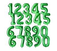 Lot de 20 ballons en aluminium mylar métallique en forme de chiffres de 0 à 9 pour remise de diplôme, Nouvel An, décoration de fête d'anniversaire Vert 40,6 cm