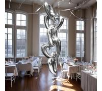 Lot de 20 ballons en forme de cœur 75 cm XXL en aluminium rouge, doré, argenté au choix - Pour mariage, fiançailles, Saint-Valentin, fête - Système d'emboîtement - Réutilisables - Guirlande de ballons