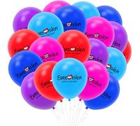 Lot de 20 ballons en latex de 30,5 cm, 5 couleurs, décorations de concours de chanson avec ruban blanc, fournitures sur le thème de la célébration de Vienne 2026 pour concours Eurovision de la chanson