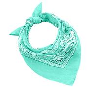 Lot de 20 bandana 100 % coton pour femme, homme, enfant, unisexe, couleur unique et/ou motif Paisley, code A644 (lot de 20 pièces, Paisley, vert eau)