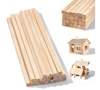 Lot de 20 bâtonnets en bois pour bricolage, 30 x 1,2 x 1,2 cm, carrés, pour travaux manuels, baguettes en bois non traité, rectangulaires, pour bricolage, artisanat, modélisme