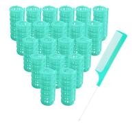 Lot de 20 bigoudis en plastique sans chaleur de 2,5 cm pour salon de coiffure (vert)