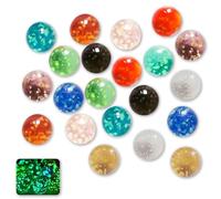 Lot de 20 billes en verre phosphorescentes de 16 mm - À pois multicolores - Pour mini étang et projets de bricolage - Jouet lumineux pour enfants et décoration
