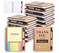Lot de 20 blocs-notes avec notes autocollantes, carnet à spirales avec notes adhésives, y compris une collection de stylos, cadeaux de valeur d'entreprise, souvenirs réconfortants pour les collègues