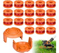 Lot de 20 bobines de rechange pour coupe-bordure - Fonctionne avec Worx toutes les débroussailleuses - 20 V - Diamètre : 1,65 mm - Longueur : 3 m - Avec 18 fils et 2 couvercles de capuchon