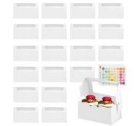 Lot de 20 boîtes à cupcakes, à 2 trous, blanches, avec fenêtre, en carton, pour la boulangerie, les biscuits, les macarons
