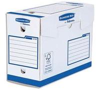 Lot de 20 boîtes archives dos de 20 cm HEAVY DUTY. Montage manuel, en carton blanc/bleu Bleu G