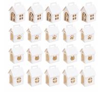 Lot de 20 boîtes cadeaux blanches pliables en forme de maison - Boîtes cadeaux vides à bricoler pour fête d'adoption de chiot, anniversaire de chien, avec porte et poignée - Idéal comme cadeau