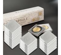 Lot de 20 boîtes de rangement carrées avec inserts en mousse pour collecter et protéger les pièces de monnaie - Convient pour 16 à 40 mm de diamètre (20/25/30/35/40 mm)