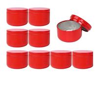 Lot de 20 boîtes de rangement en aluminium rouge de 50 ml, conteneur d'étain en métal, boîtes rondes en métal, fabrication de bougies bricolage et stockage de thé, café, bonbons, épices, cadeau