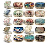 Lot de 20 boîtes de rangement multifonctions en métal avec impressions acrylichot pour organiser des pilules, des boucles d'oreilles et des impressions d'art