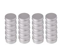 Lot de 20 boîtes plates en aluminium argenté avec couvercle à vis pour baume à lèvres, travaux manuels et bougies - et kit de rangement de voyage réutilisable pour échantillons de maquillage, ciblage