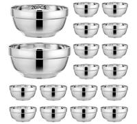 Lot de 20 bols pour tout-petits en acier inoxydable isolé, acier 304, double paroi et résistant à la chaleur, tailles 11,5 cm et 15 cm, dix bols chacun, sans danger pour les enfants, passe au