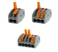 Wago – Bornes à levier Série 222 Lot 20 0,08-4 mm² dénudage 9-10 mm 400 V 32 A 5x2/10x3/5x5