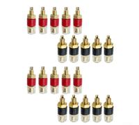 Lot de 20 bornes de haut-parleur de 4 mm en laiton plaqué or de 4 mm - Noir - Pour système HiFi - Bornes de connexion dorées de 4 mm pour câble de haut-parleur - 20 bornes de 4 mm avec (10 noir et 10